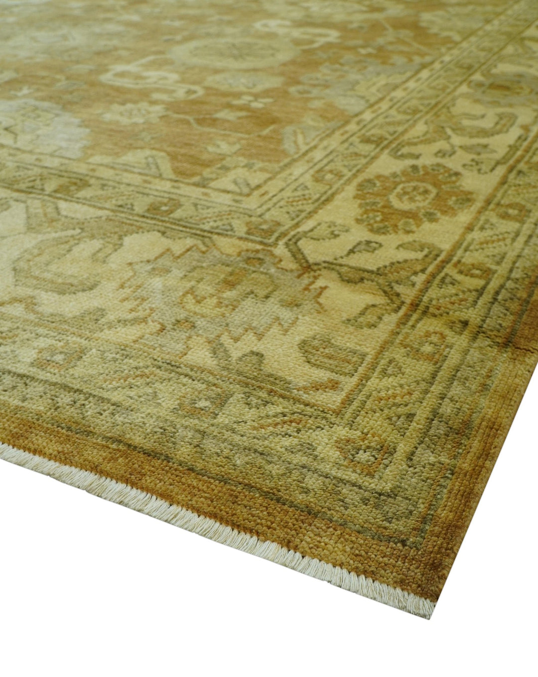 Traditional Oushak Design Rust And Beige Hand Knotted 8x10 Wool Area Rug - The Rug Decor