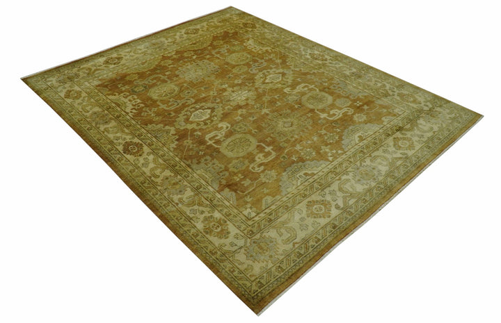 Traditional Oushak Design Rust And Beige Hand Knotted 8x10 Wool Area Rug - The Rug Decor