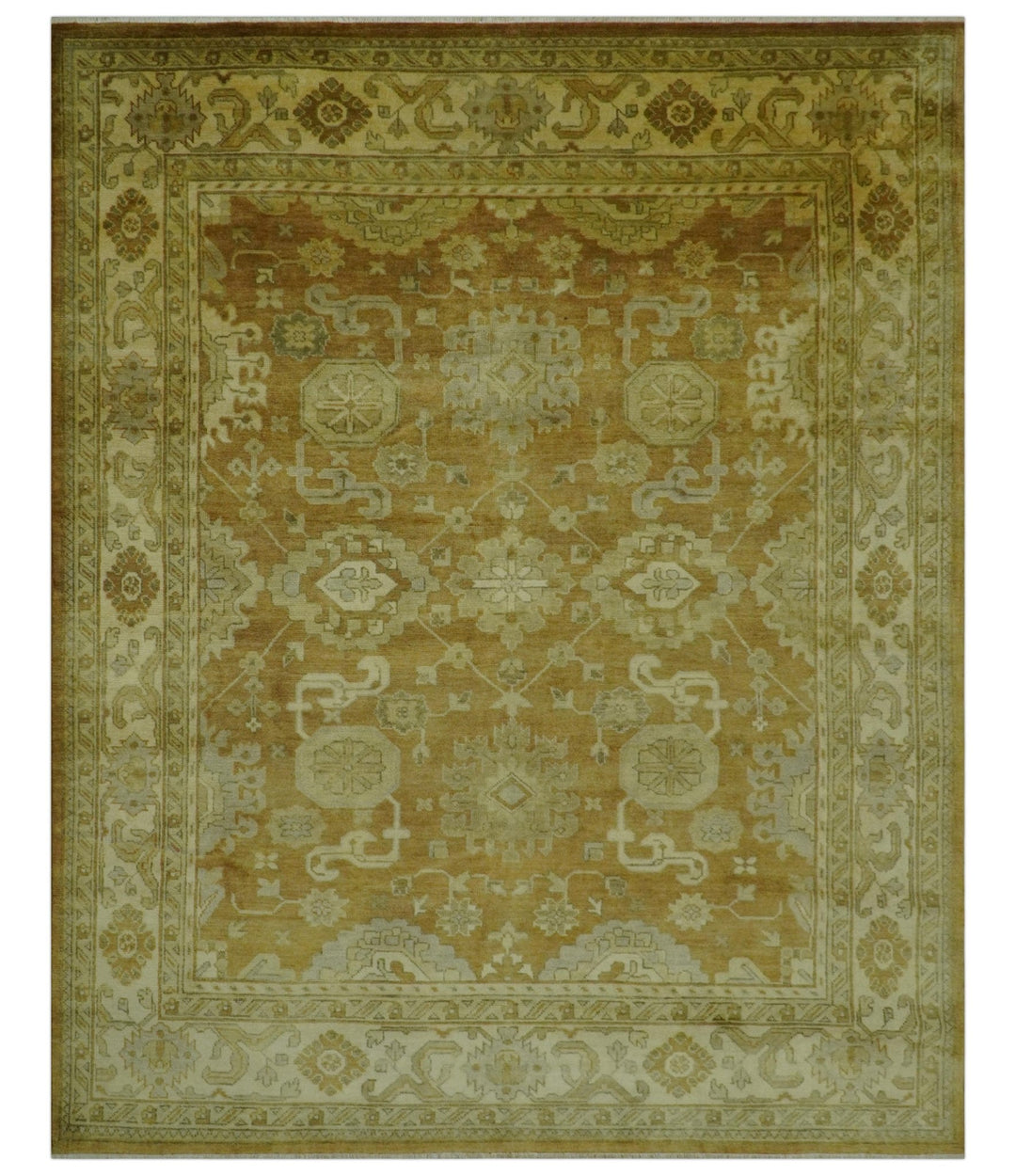 Traditional Oushak Design Rust And Beige Hand Knotted 8x10 Wool Area Rug - The Rug Decor