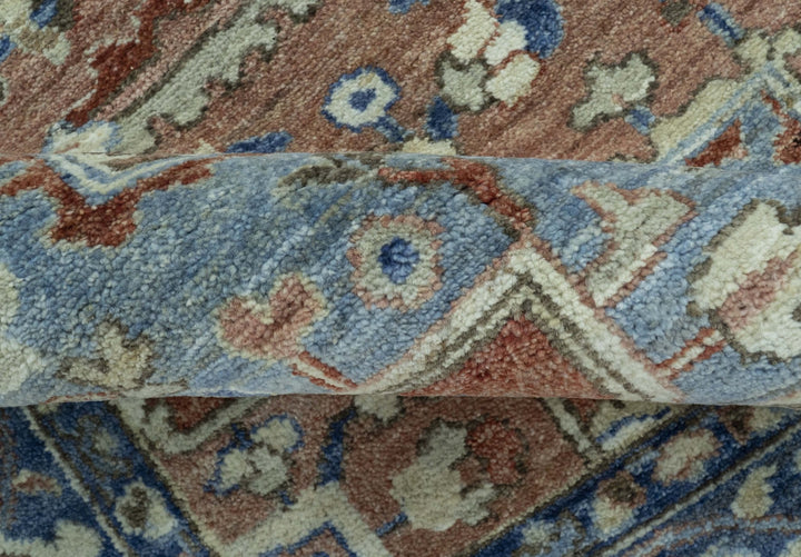 Traditional Serapi Design Rust And Blue Hand Knotted 8x10 Wool Area Rug - The Rug Decor