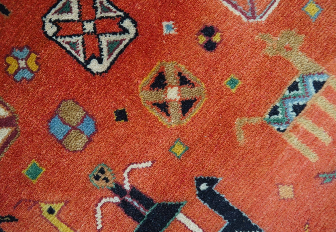 Traditional Tribal Rust And Ivory 8x11 Hand Knotted wool Area Rug - The Rug Decor