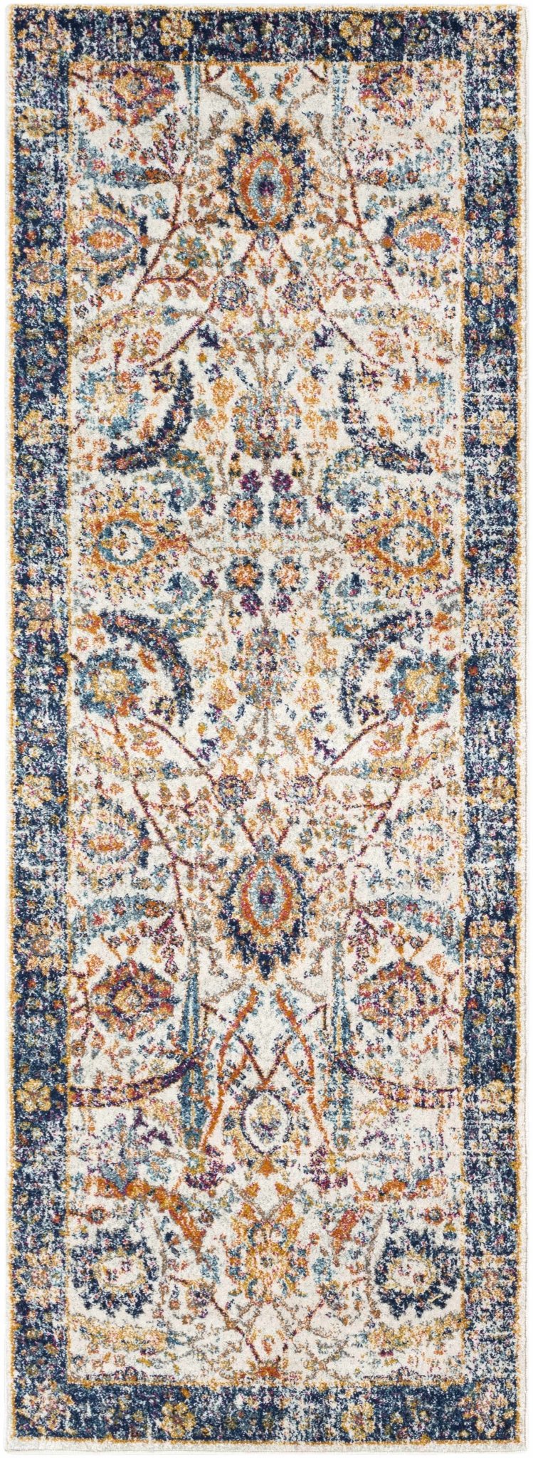 Traditional Turkish Design Beige, Navy, Mustered, Gold and Pink Medium Pile Area Rug - The Rug Decor