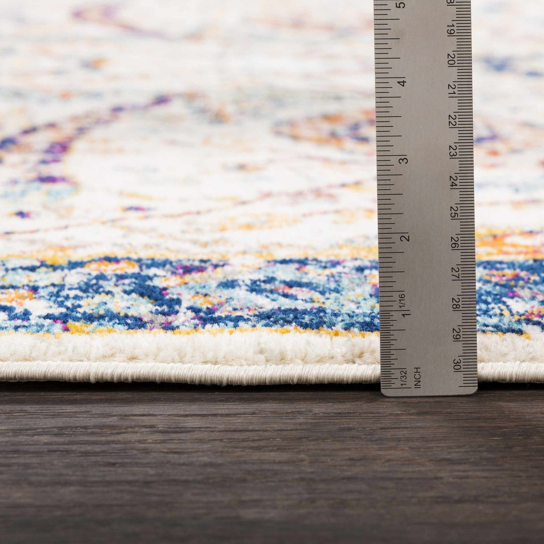 Traditional Turkish Design Beige, Navy, Mustered, Gold and Pink Medium Pile Area Rug - The Rug Decor