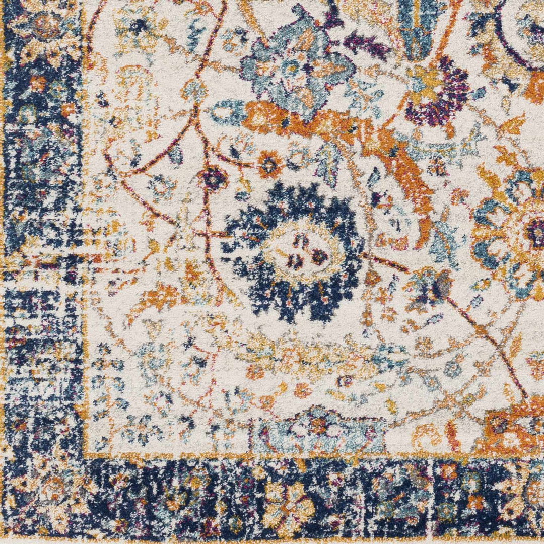 Traditional Turkish Design Beige, Navy, Mustered, Gold and Pink Medium Pile Area Rug - The Rug Decor