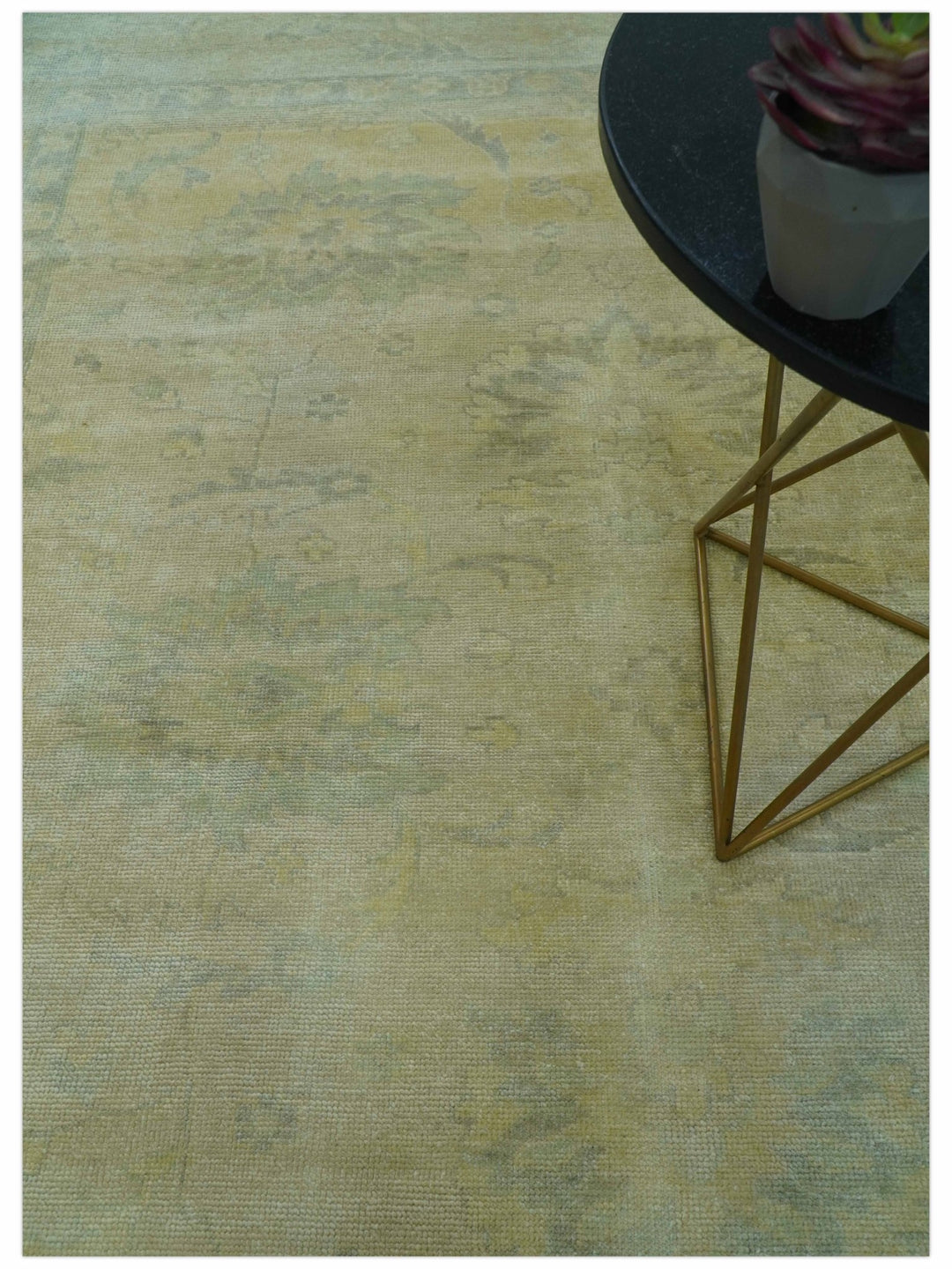 Traditional Turkish (Oushak) Design Gold And Gray Hand Knotted 8x10 Wool Area Rug - The Rug Decor