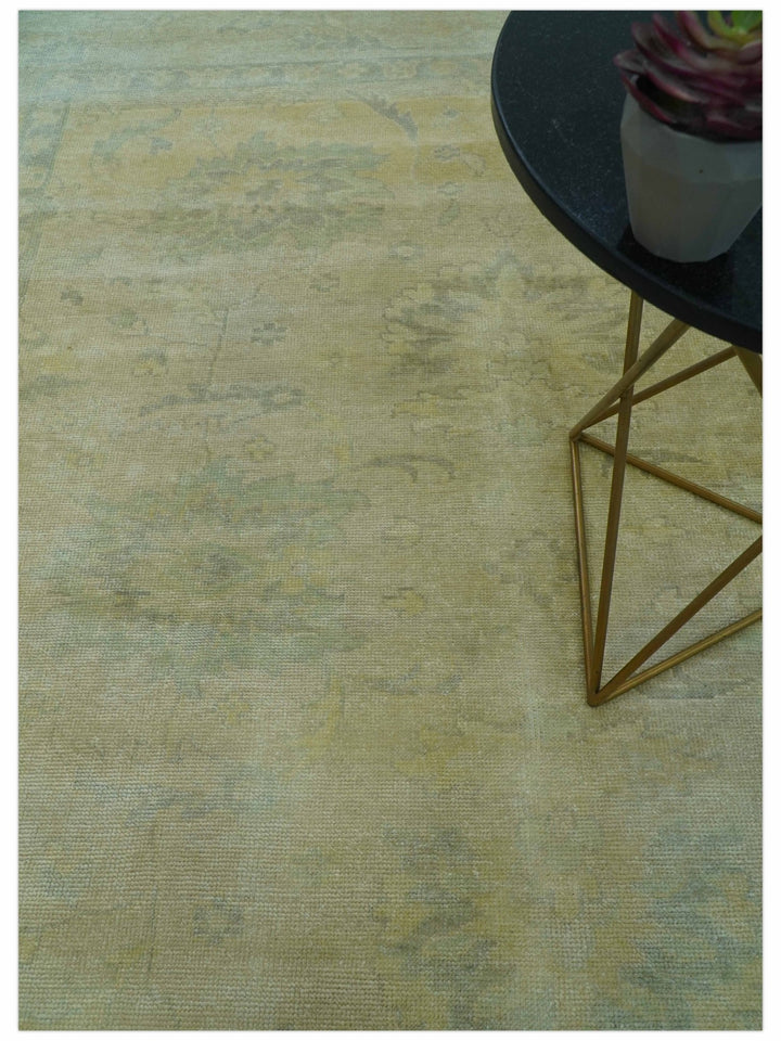 Traditional Turkish (Oushak) Design Gold And Gray Hand Knotted 8x10 Wool Area Rug - The Rug Decor