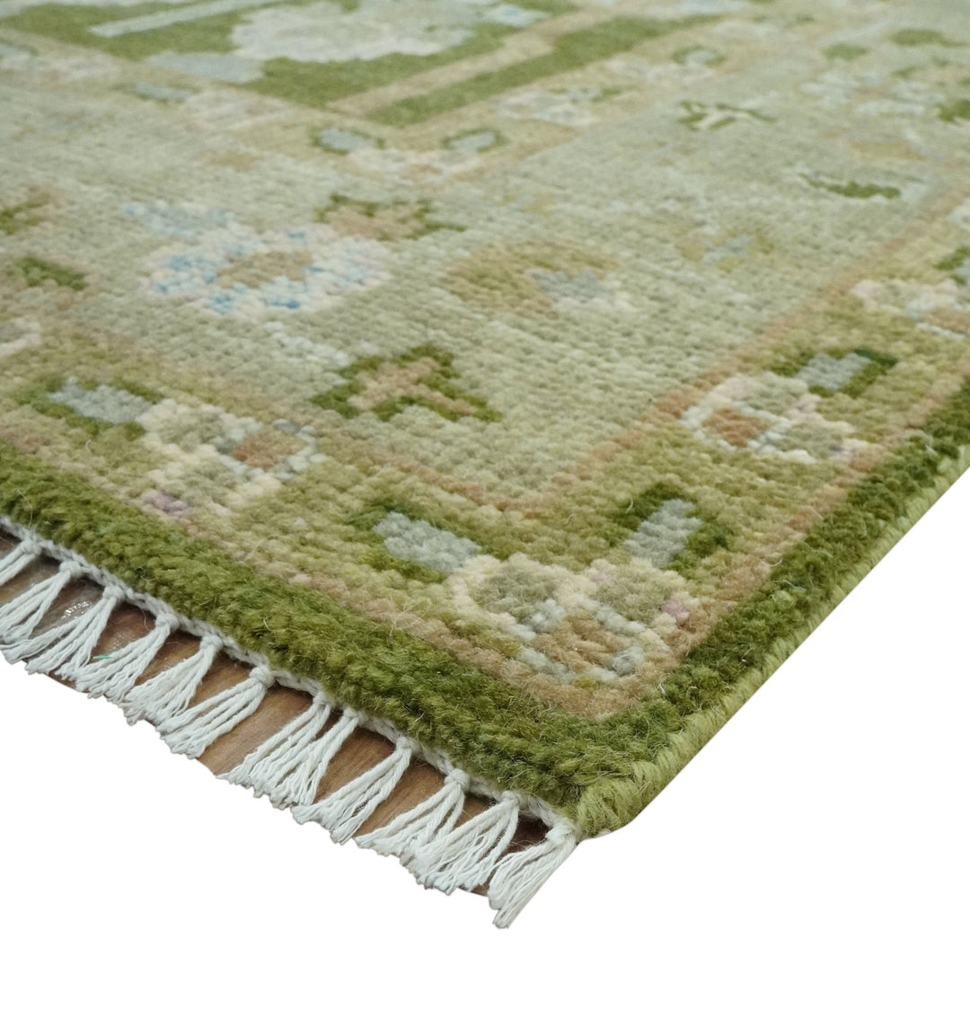 Tree of life Green and Silver Hand Knotted Traditional Floral 8x10 wool rug - The Rug Decor