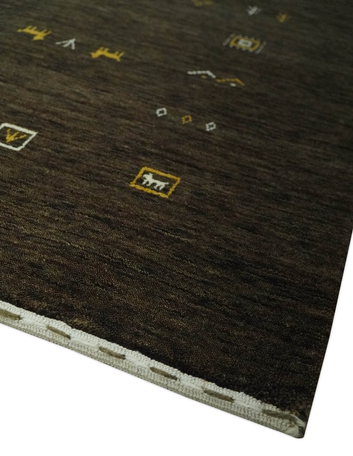 Tribal Design Greenish-Brown Traditional Hand loom 4.6x7 Wool Area Rug - The Rug Decor