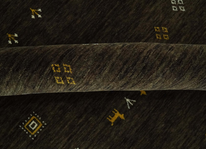 Tribal Design Greenish-Brown Traditional Hand loom 4.6x7 Wool Area Rug - The Rug Decor