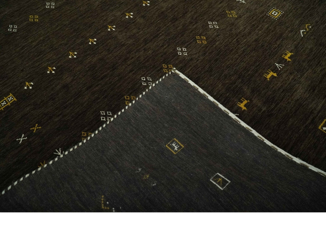 Tribal Design Greenish-Brown Traditional Hand loom 4.6x7 Wool Area Rug - The Rug Decor