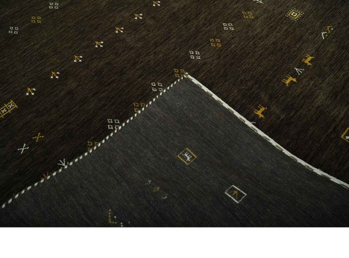 Tribal Design Greenish-Brown Traditional Hand loom 4.6x7 Wool Area Rug - The Rug Decor