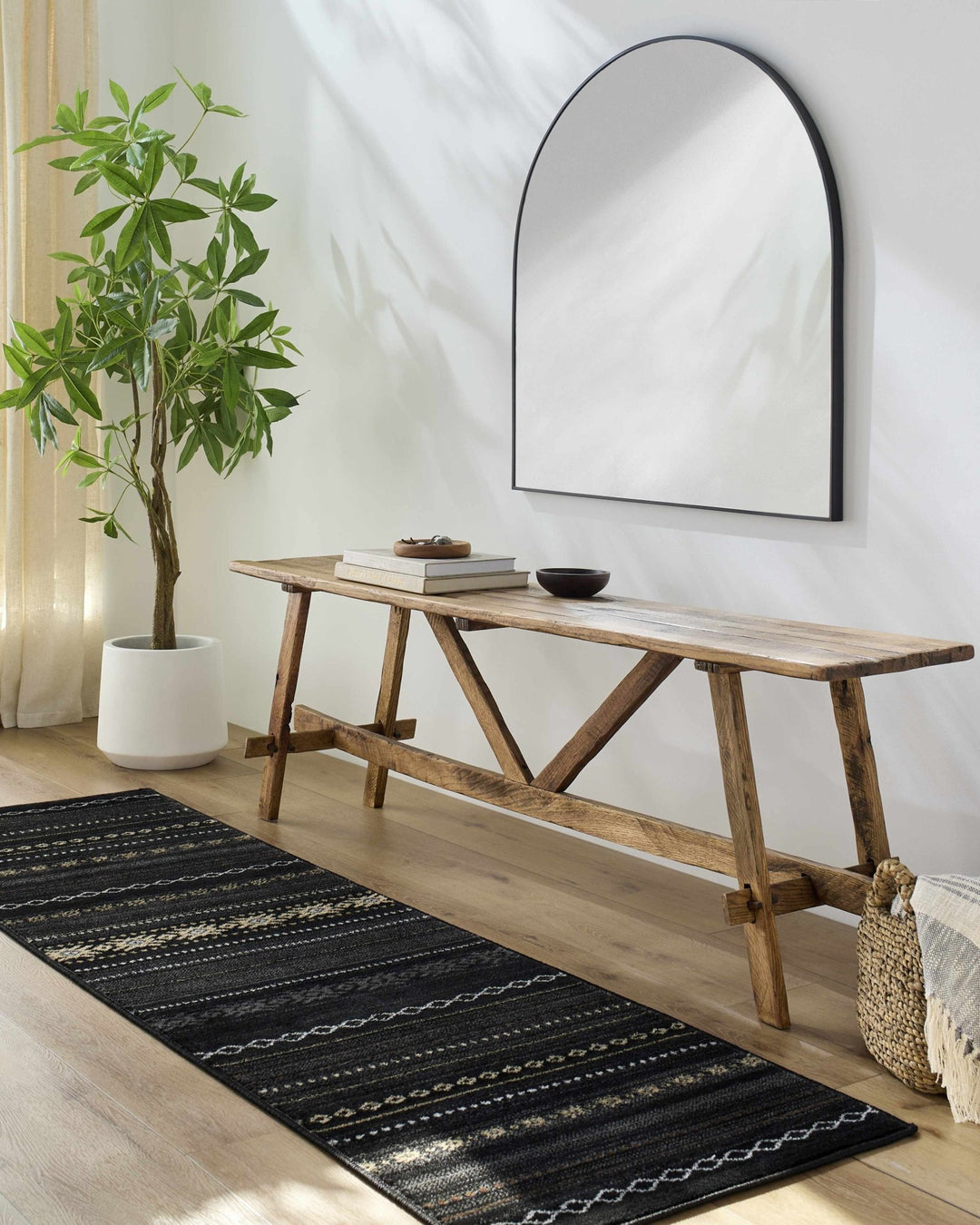 Tribal look Charcoal, Gray, Ivory and Tan Southwestern Stripes design Multi size Rug - The Rug Decor