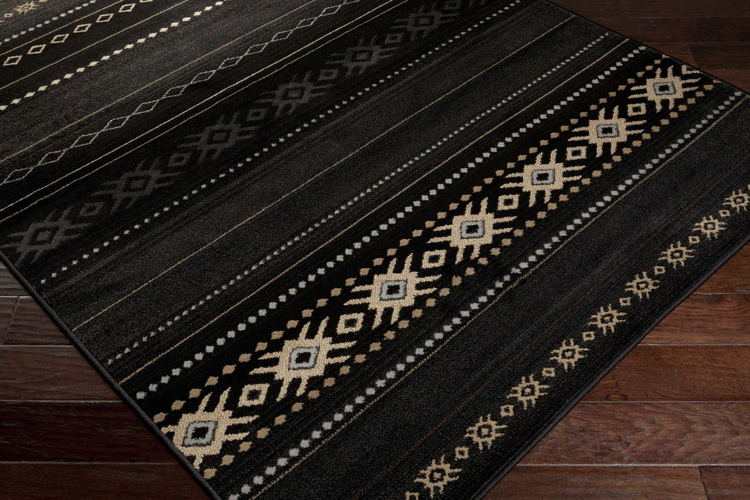 Tribal look Charcoal, Gray, Ivory and Tan Southwestern Stripes design Multi size Rug - The Rug Decor