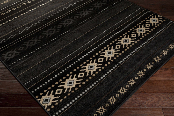 Tribal look Charcoal, Gray, Ivory and Tan Southwestern Stripes design Multi size Rug - The Rug Decor