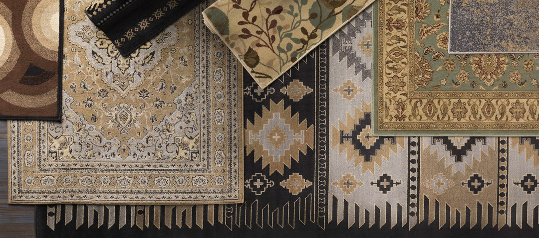 Tribal look Charcoal, Gray, Ivory and Tan Southwestern Stripes design Multi size Rug - The Rug Decor