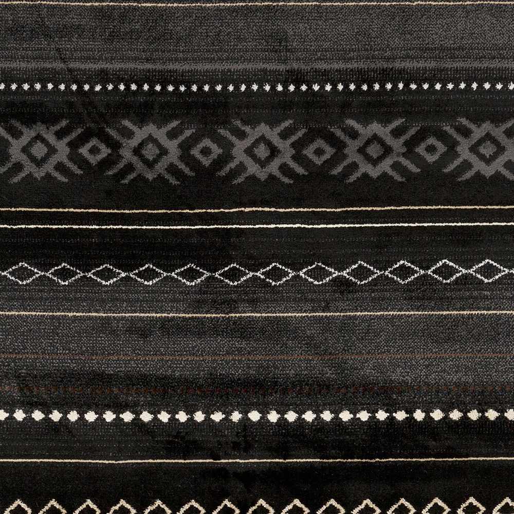 Tribal look Charcoal, Gray, Ivory and Tan Southwestern Stripes design Multi size Rug - The Rug Decor