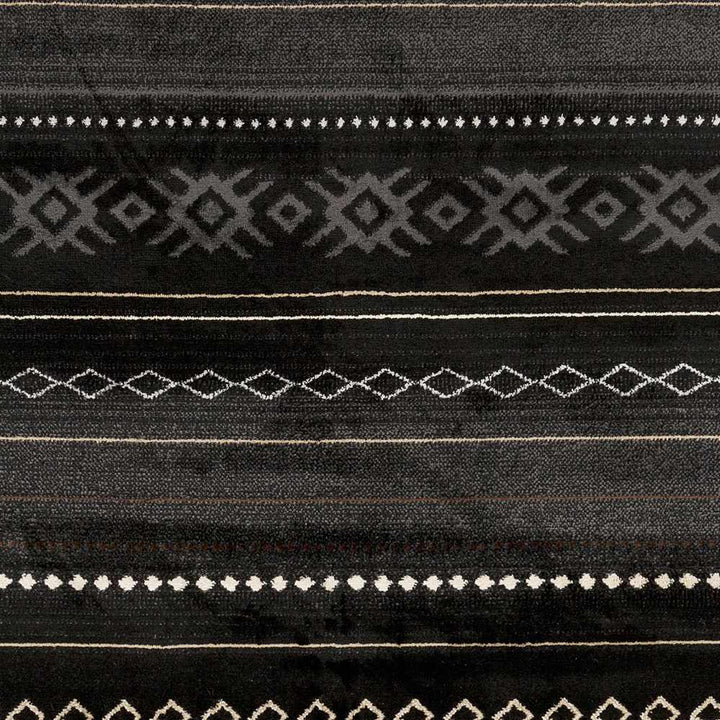 Tribal look Charcoal, Gray, Ivory and Tan Southwestern Stripes design Multi size Rug - The Rug Decor