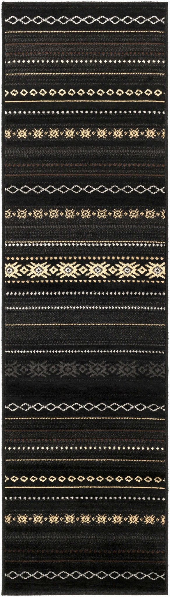Tribal look Charcoal, Gray, Ivory and Tan Southwestern Stripes design Multi size Rug - The Rug Decor