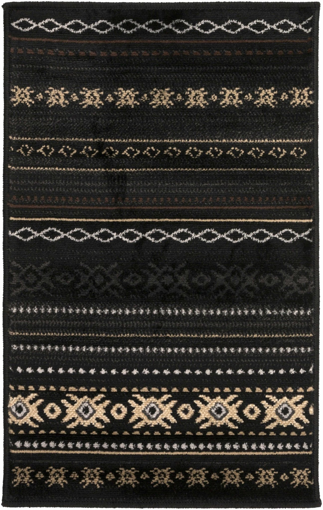 Tribal look Charcoal, Gray, Ivory and Tan Southwestern Stripes design Multi size Rug - The Rug Decor