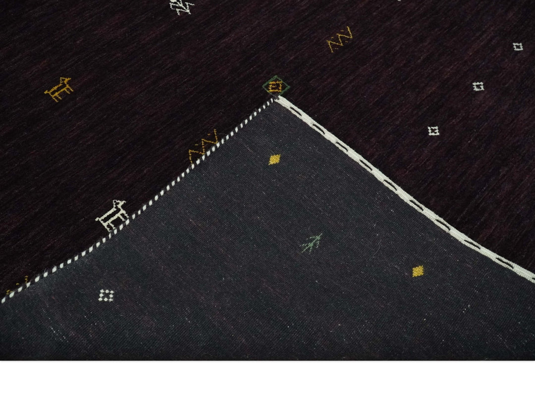 Tribal look Dark Purple Traditional Hand loom 4.6x7 Wool Area Rug - The Rug Decor