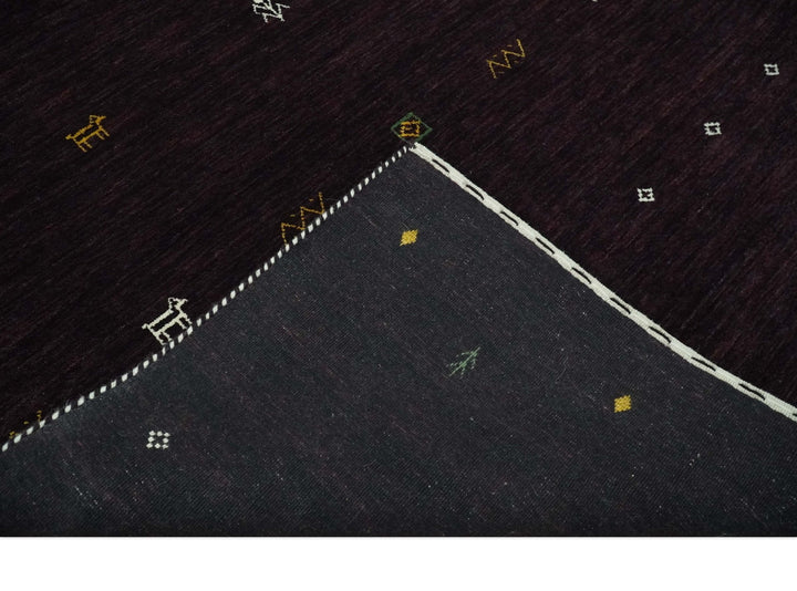 Tribal look Dark Purple Traditional Hand loom 4.6x7 Wool Area Rug - The Rug Decor