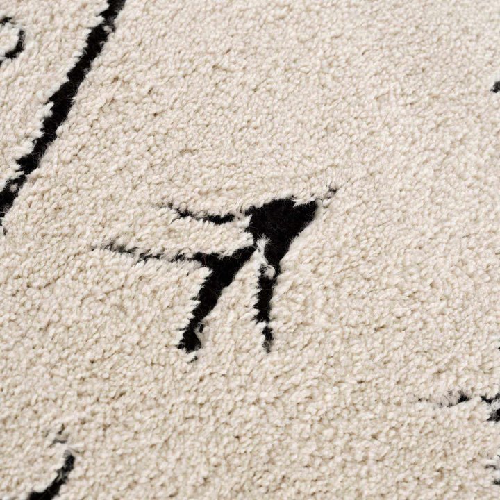 Tribal look Ivory and Black plush pile Texture Area Rug - The Rug Decor