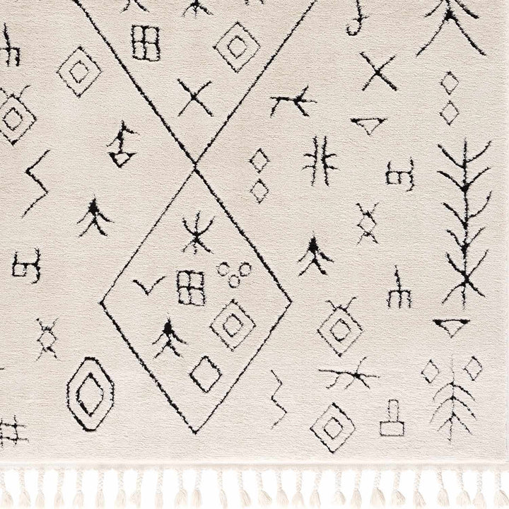 Tribal look Ivory and Black plush pile Texture Area Rug - The Rug Decor