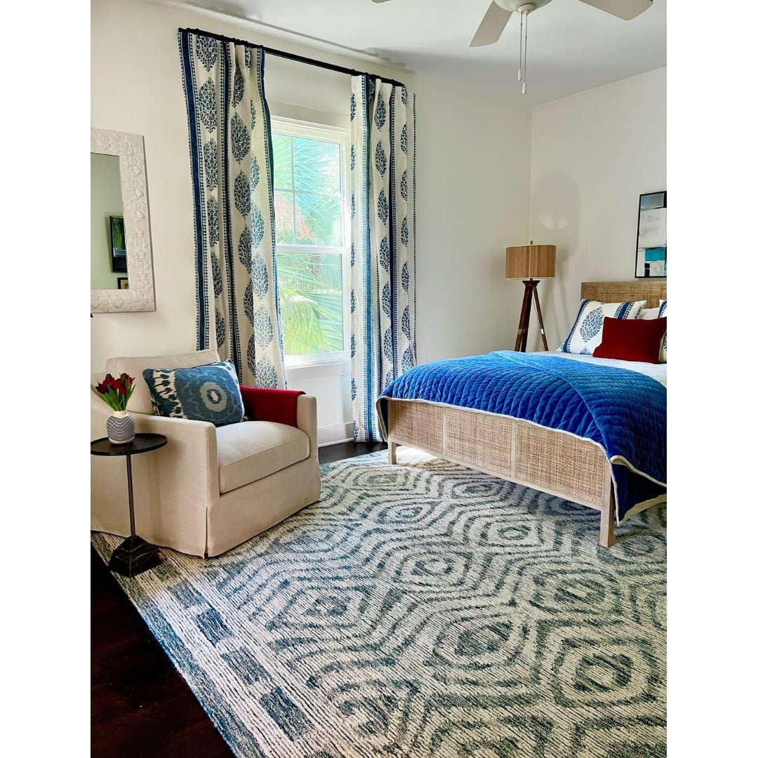 Tribal Modern Hand Tufted Woolen White and Blue Multi Size Area Rug - The Rug Decor