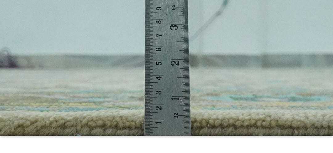 Vibrant Colorful Beige, Blue and Purple Traditional Floral Hand Tufted 8x10 wool rug - The Rug Decor