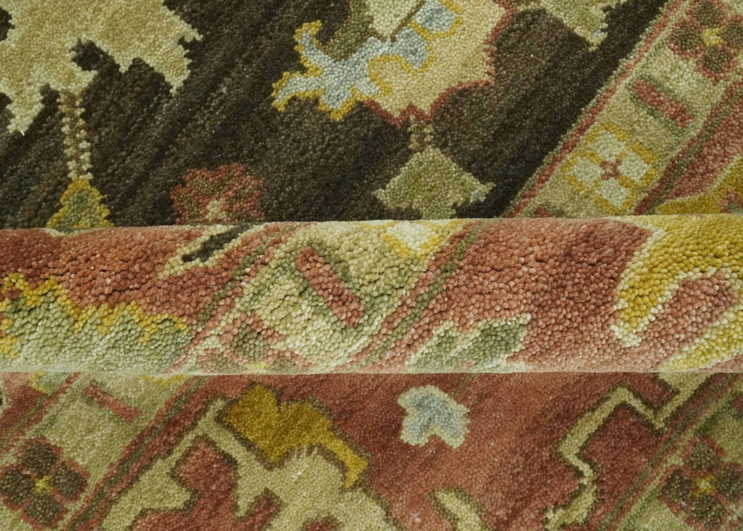 Vintage Style Antique design Green and Rust 8x10 Traditional Floral wool area rug - The Rug Decor