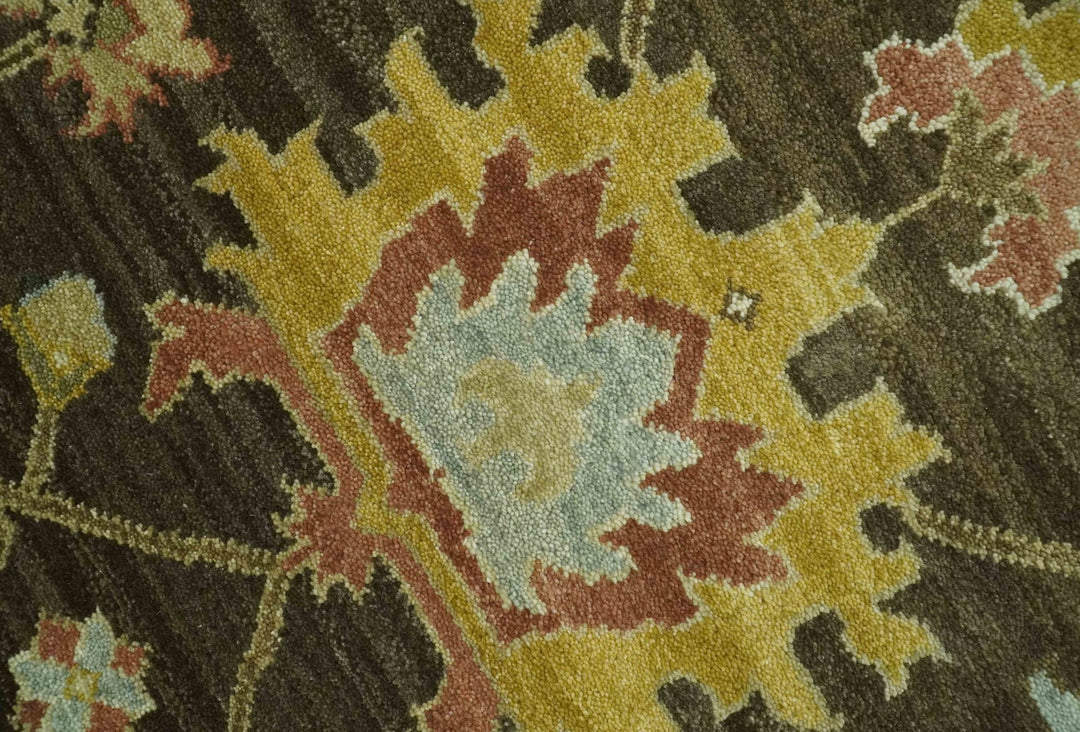 Vintage Style Antique design Green and Rust 8x10 Traditional Floral wool area rug - The Rug Decor