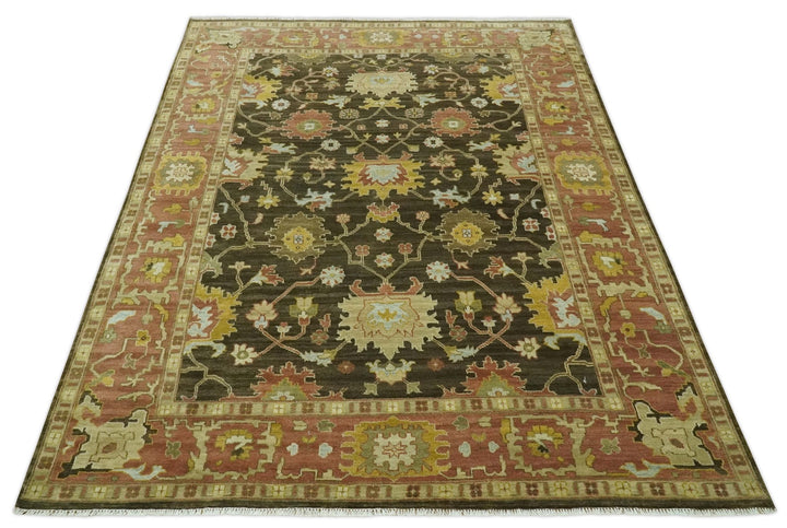 Vintage Style Antique design Green and Rust 8x10 Traditional Floral wool area rug - The Rug Decor