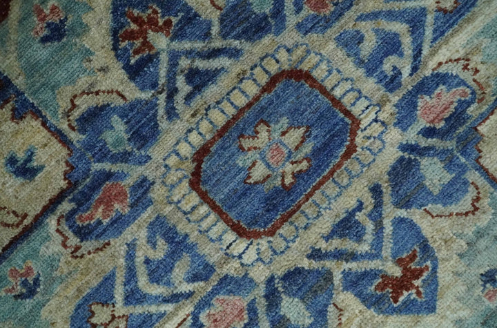 Vintage Style Beige, Aqua and Brown Hand Knotted Traditional Heriz 8x10 wool area Rug - The Rug Decor