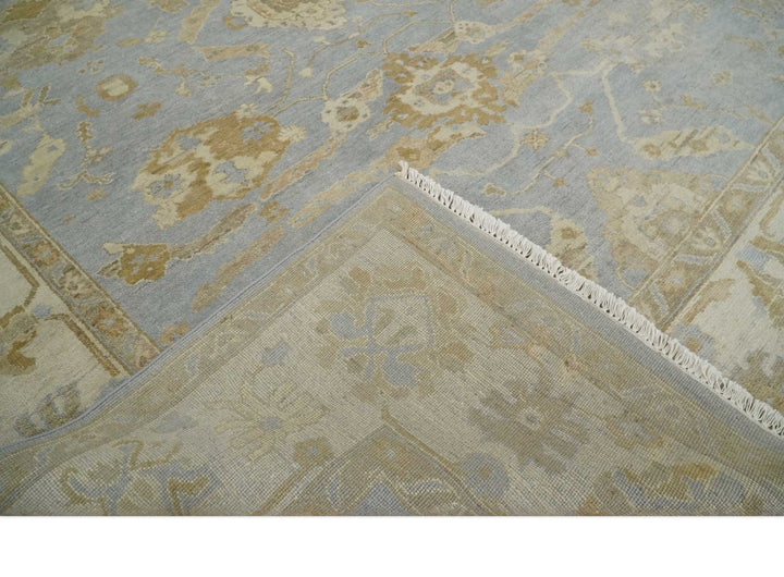 Vintage Style Charcoal, Beige and Olive 8x10 Hand knotted Oushak wool Area Rug - The Rug Decor