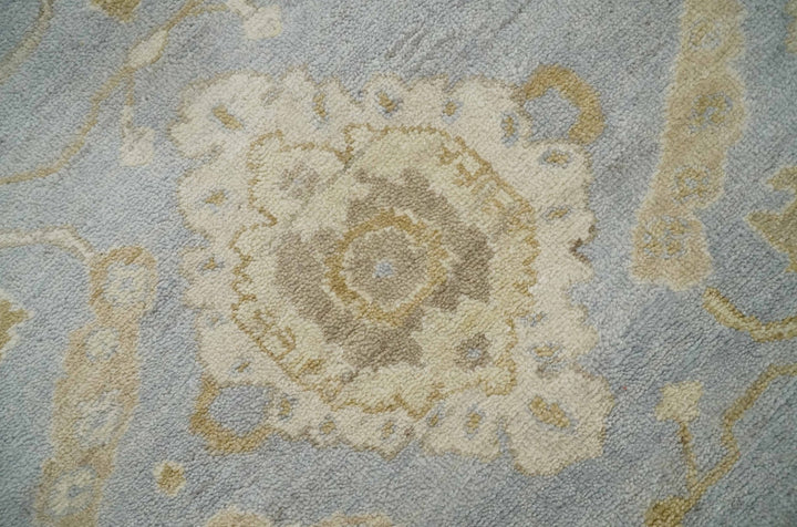 Vintage Style Charcoal, Beige and Olive 8x10 Hand knotted Oushak wool Area Rug - The Rug Decor