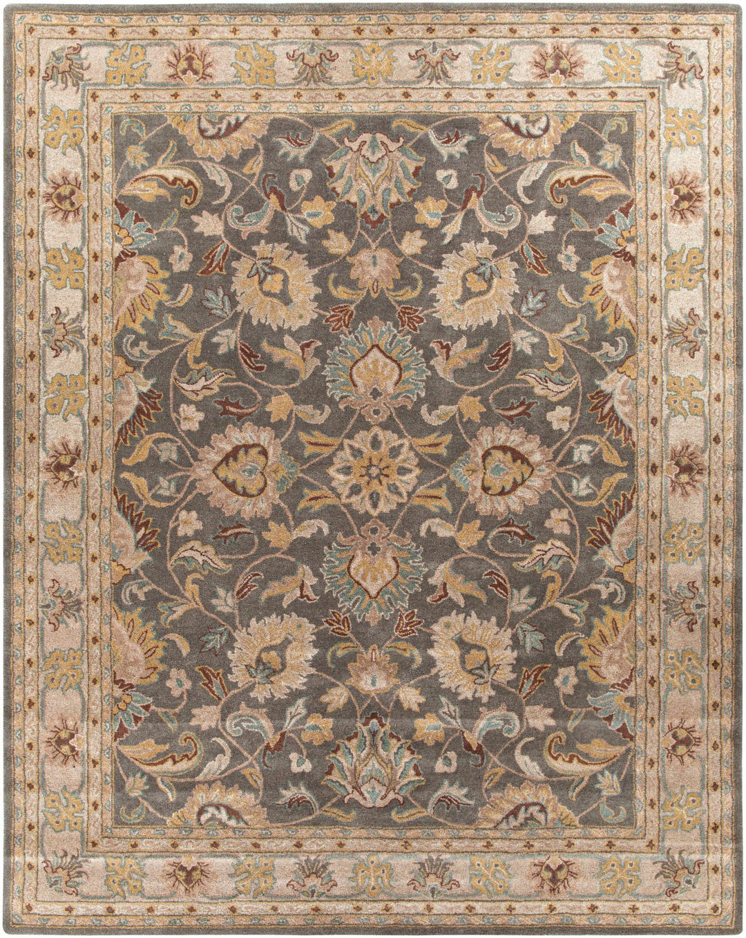 Vintage Style Gray, Gold, Brown and Tan Hand Tufted Oriental Oushak Multi Size wool Rug - The Rug Decor