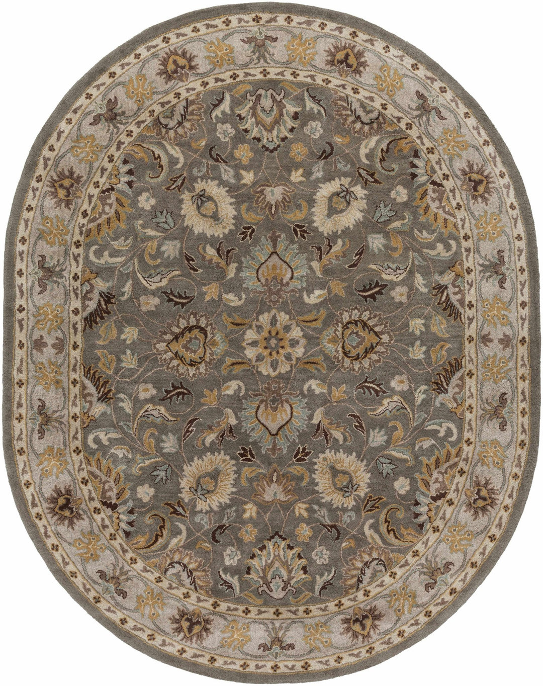 Vintage Style Gray, Gold, Brown and Tan Hand Tufted Oriental Oushak Multi Size wool Rug - The Rug Decor