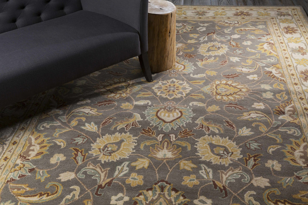 Vintage Style Gray, Gold, Brown and Tan Hand Tufted Oriental Oushak Multi Size wool Rug - The Rug Decor