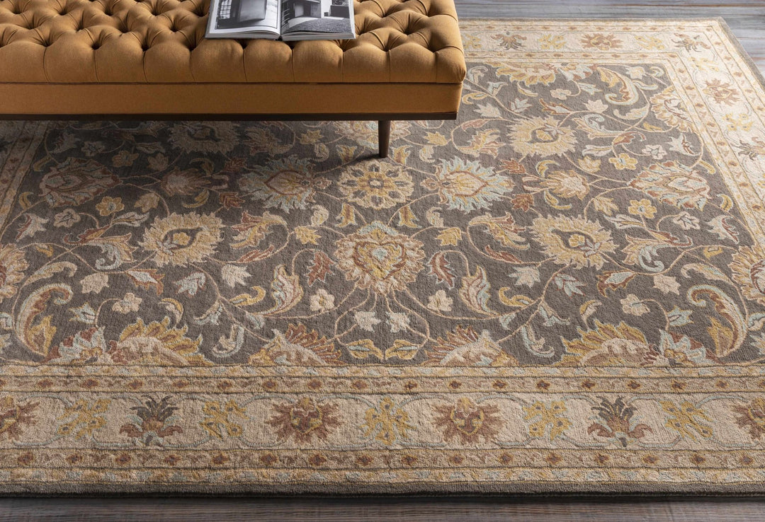 Vintage Style Gray, Gold, Brown and Tan Hand Tufted Oriental Oushak Multi Size wool Rug - The Rug Decor