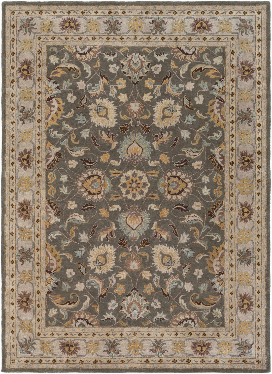 Vintage Style Gray, Gold, Brown and Tan Hand Tufted Oriental Oushak Multi Size wool Rug - The Rug Decor