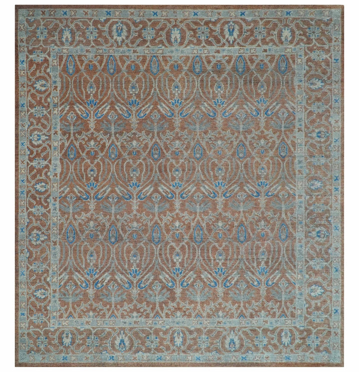 Vintage Style Hand Knotted Serapi Blue and Rust Traditional Custom Made Area Rug - The Rug Decor