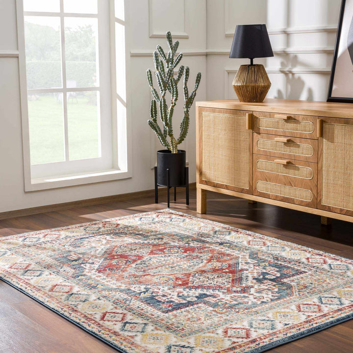 Vintage Style Rust, Charcoal and Ivory Traditional Heriz area rug - The Rug Decor