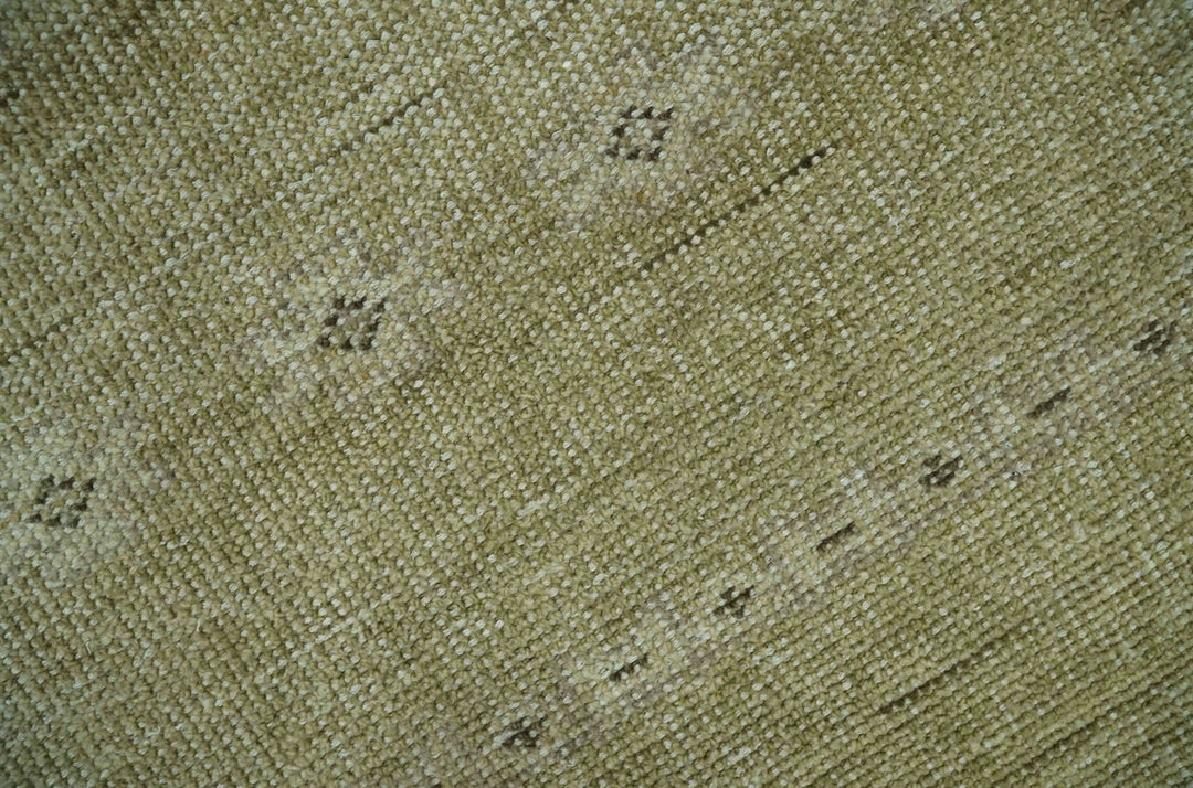 Warm Contemporary Hand Knotted Olive and Brown Design Custom Made Wool area rug - The Rug Decor