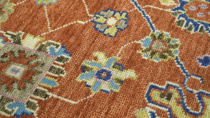 8x10 Hand Knotted Rust and Ivory Traditional Vintage Persian Oushak Antique Wool Rug | TRDCP658