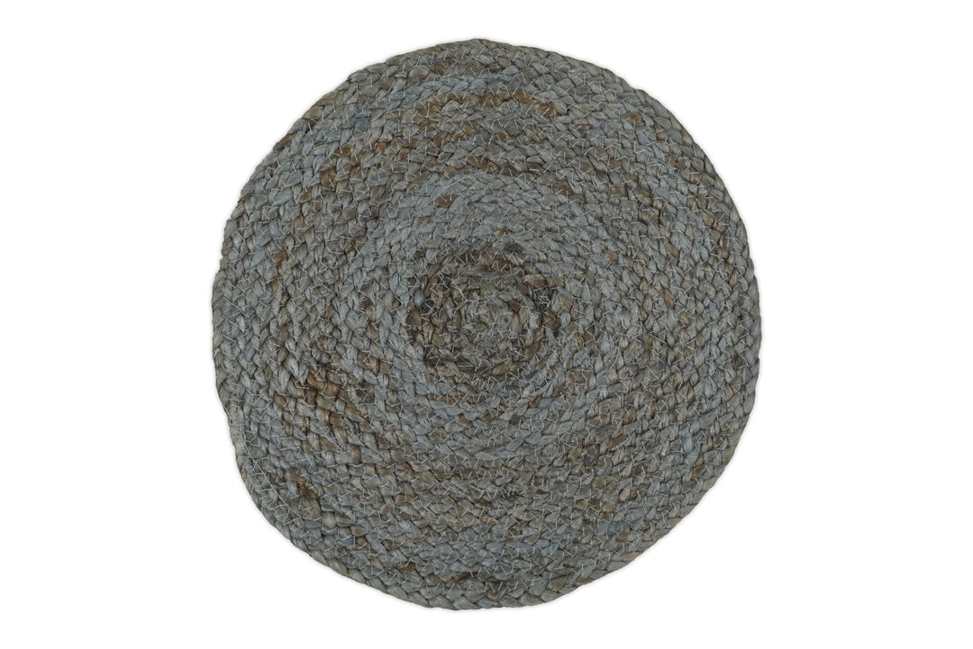 100% All Natural Fiber Hand Braided Boho Blue Round Jute Rug | JR1 - The Rug Decor