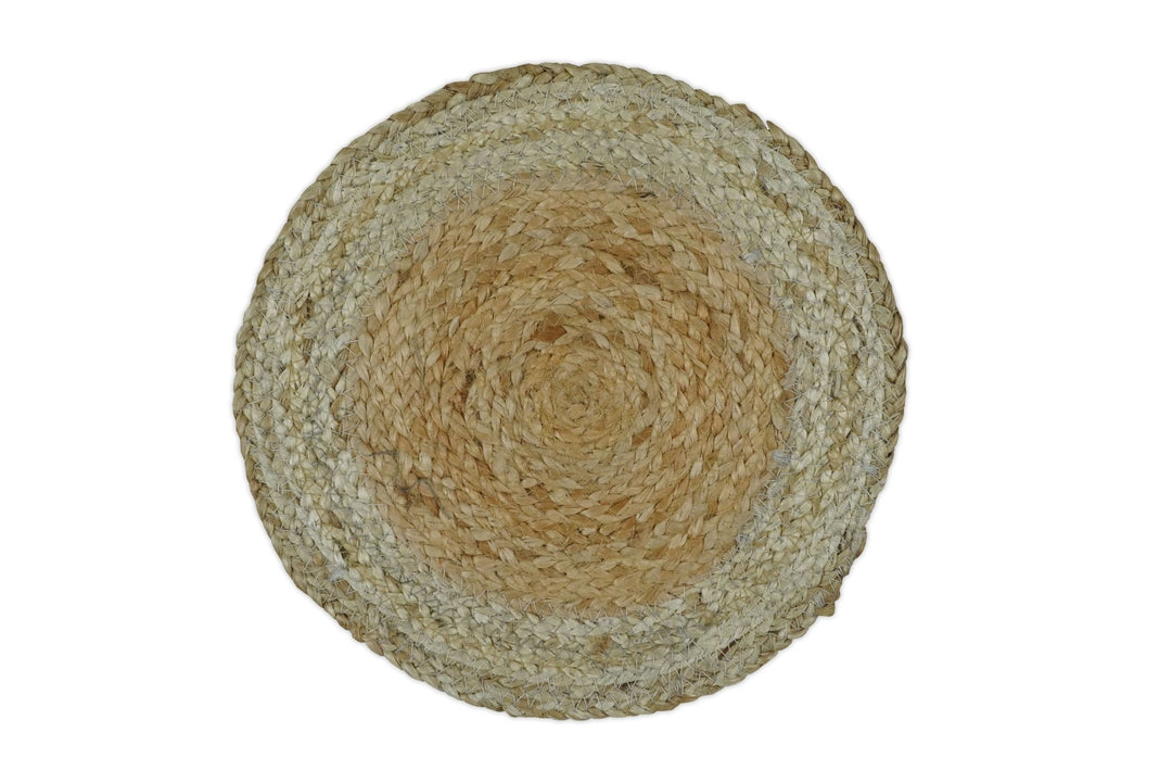 100% ALL NATURAL FIBER HAND BRAIDED BOHO WHITE ROUND JUTE RUG | JR4 - The Rug Decor