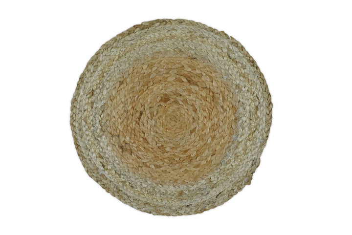100% ALL NATURAL FIBER HAND BRAIDED BOHO WHITE ROUND JUTE RUG | JR4 - The Rug Decor