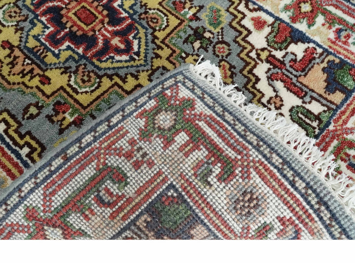 12 feet runner Mustard, Charcoal and Ivory Hand knotted Traditional wool Area Rug - The Rug Decor