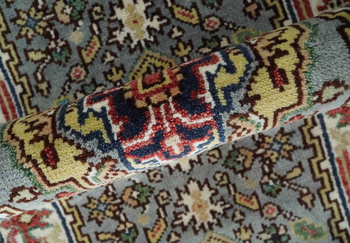 12 feet runner Mustard, Charcoal and Ivory Hand knotted Traditional wool Area Rug - The Rug Decor