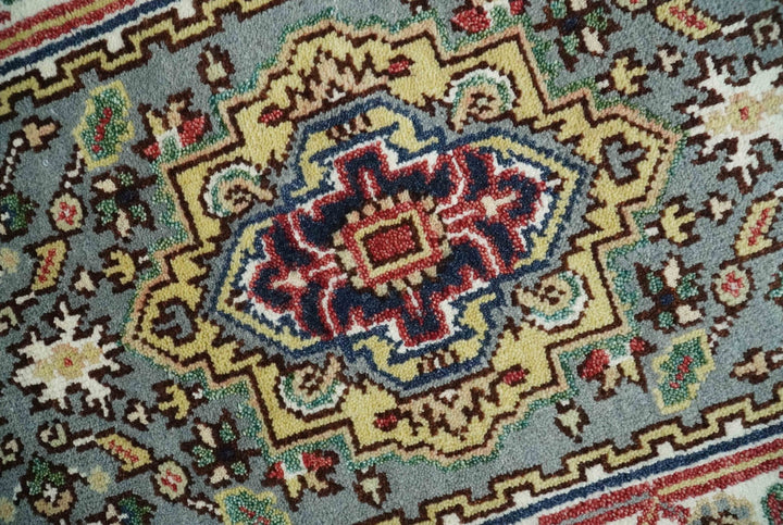 12 feet runner Mustard, Charcoal and Ivory Hand knotted Traditional wool Area Rug - The Rug Decor